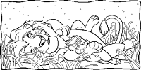 A coloring page of the lion king